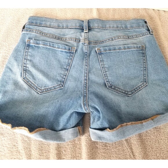 Old Navy Denim Jean Shorts Womens Size 2 Cuffed Rolled Stretch Distressed - Picture 2 of 7